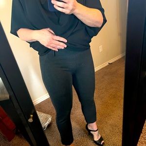 Womens gently love Betabrand dark grey Capris with side slit on hem.